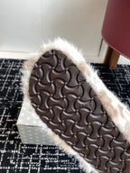 Furry Closed-Toe Cork Footbed Slides – Cozy Winter Edition