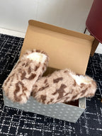 Furry Closed-Toe Cork Footbed Slides – Cozy Winter Edition