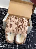Furry Closed-Toe Cork Footbed Slides – Cozy Winter Edition