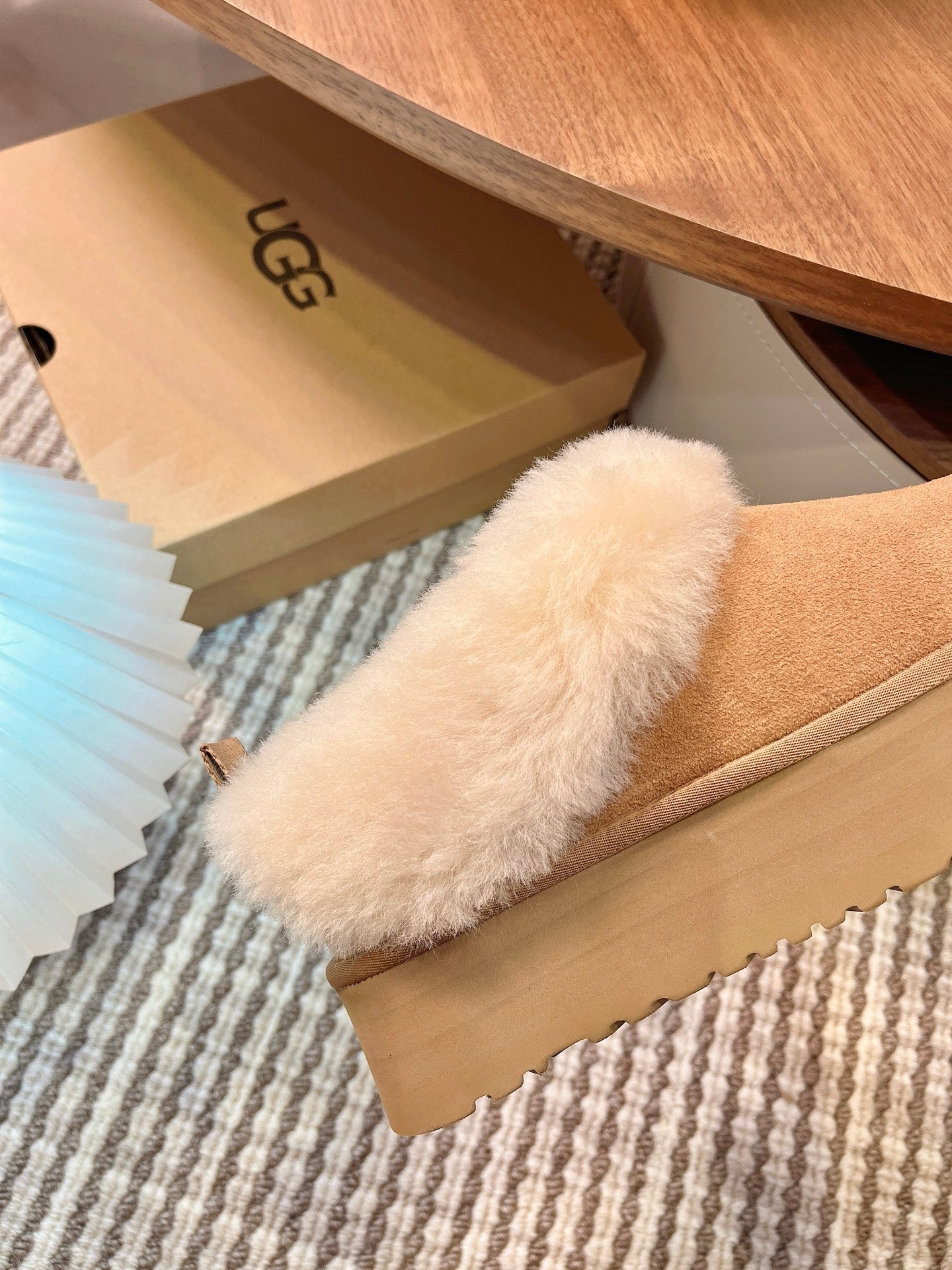 Autumn/Winter Wool-Lined Slip-On Platform Slippers – Cozy & Stylish