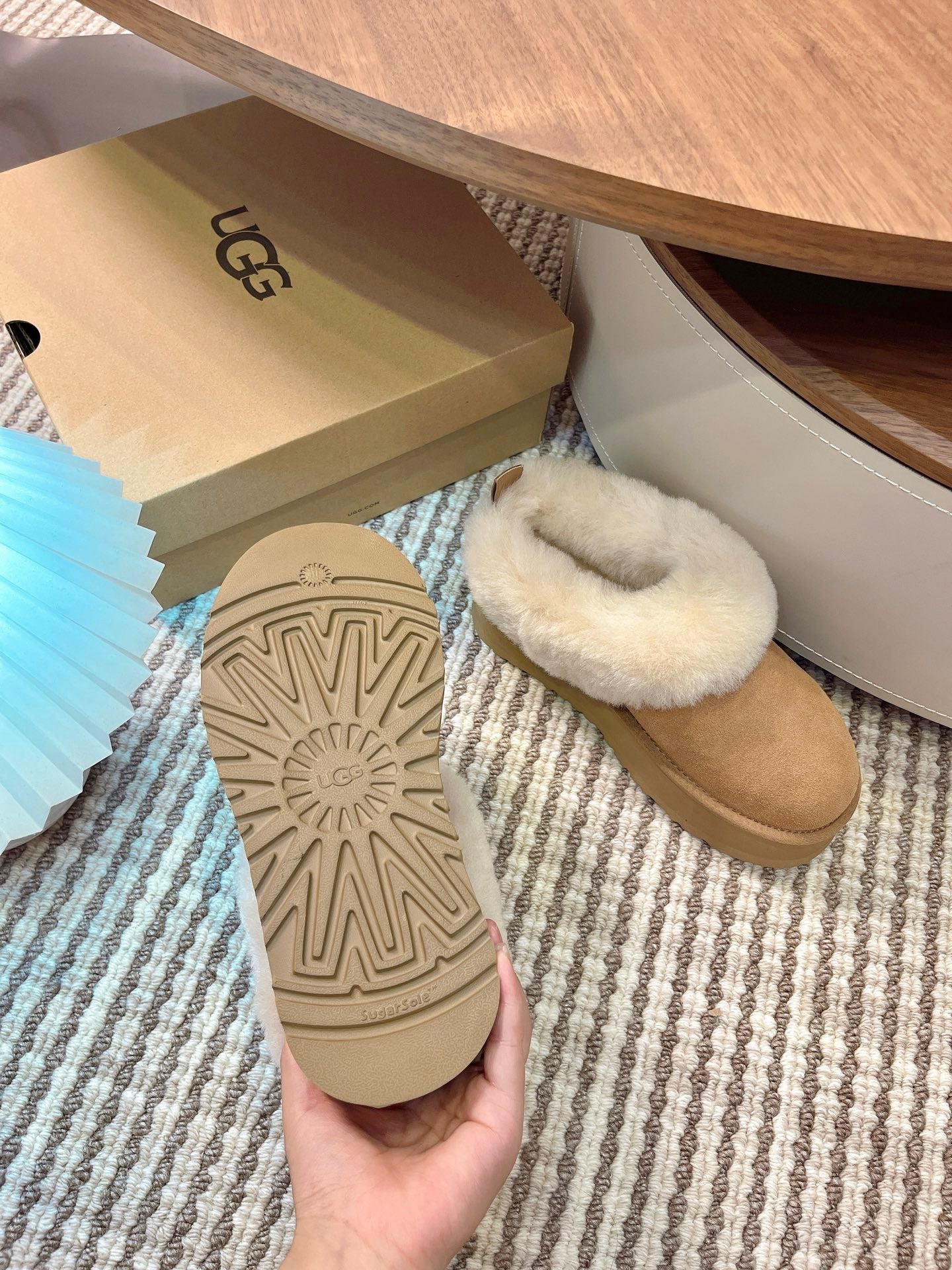 Autumn/Winter Wool-Lined Slip-On Platform Slippers – Cozy & Stylish
