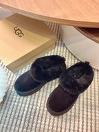 Autumn/Winter Wool-Lined Slip-On Platform Slippers – Cozy & Stylish