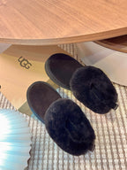 Autumn/Winter Wool-Lined Slip-On Platform Slippers – Cozy & Stylish