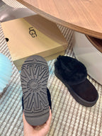 Autumn/Winter Wool-Lined Slip-On Platform Slippers – Cozy & Stylish