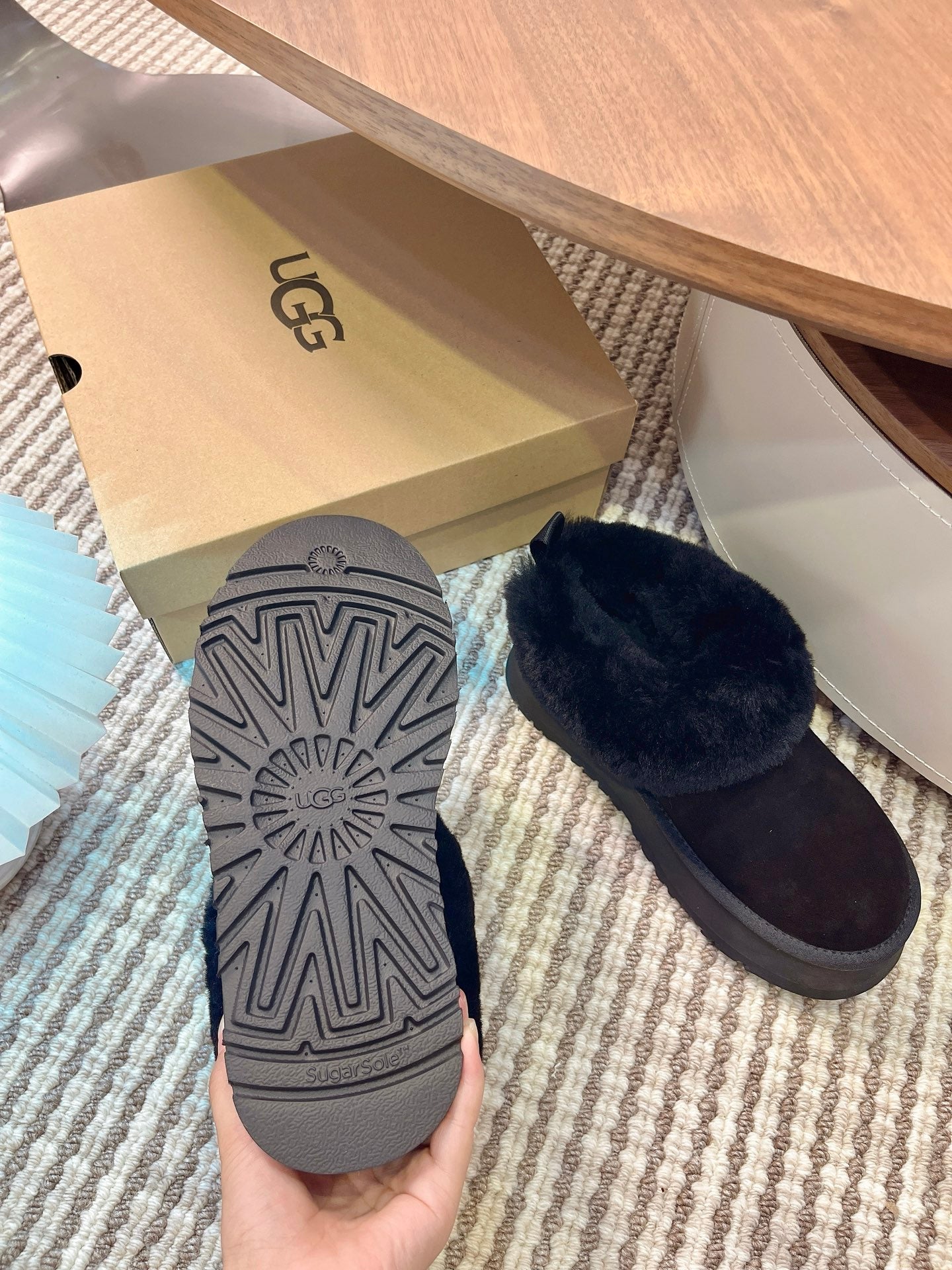 Autumn/Winter Wool-Lined Slip-On Platform Slippers – Cozy & Stylish
