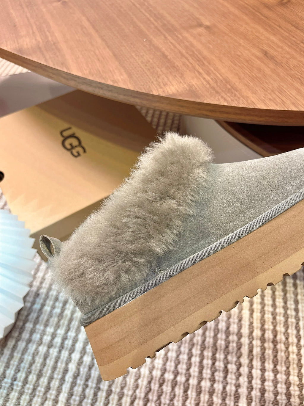 Autumn/Winter Wool-Lined Slip-On Platform Slippers – Cozy & Stylish