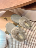 Autumn/Winter Wool-Lined Slip-On Platform Slippers – Cozy & Stylish