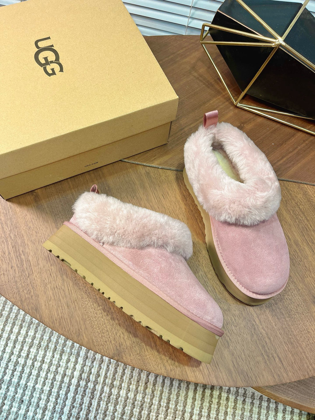 Autumn/Winter Wool-Lined Slip-On Platform Slippers – Cozy & Stylish