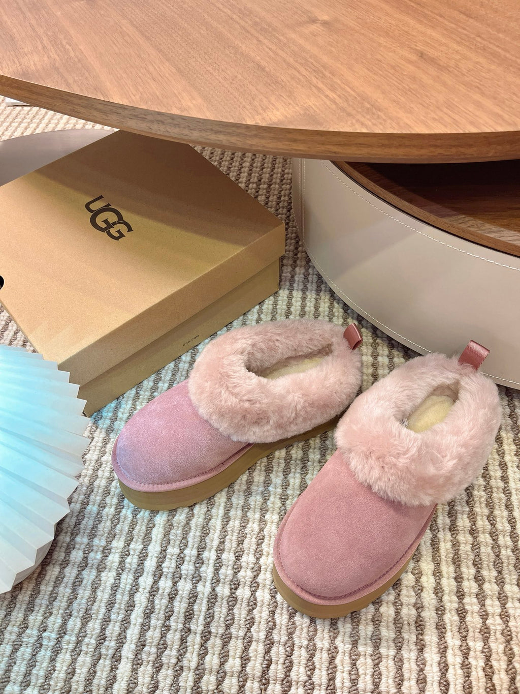 Autumn/Winter Wool-Lined Slip-On Platform Slippers – Cozy & Stylish