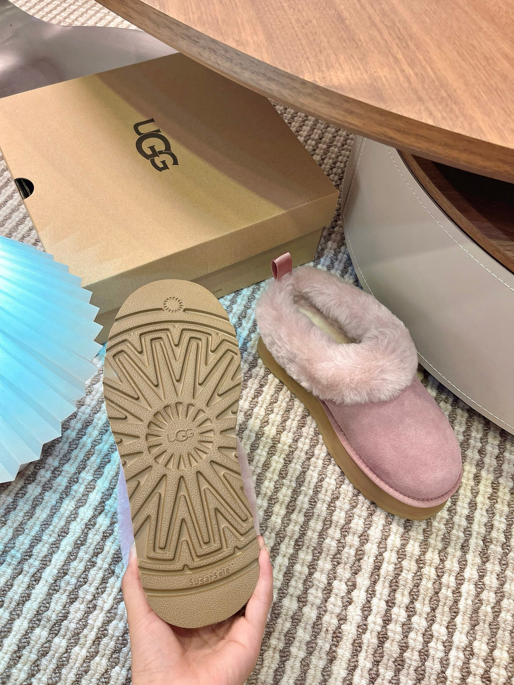 Autumn/Winter Wool-Lined Slip-On Platform Slippers – Cozy & Stylish