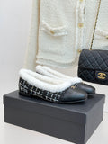 Two-Tone Ballet Flat with Soft Fur Detailing