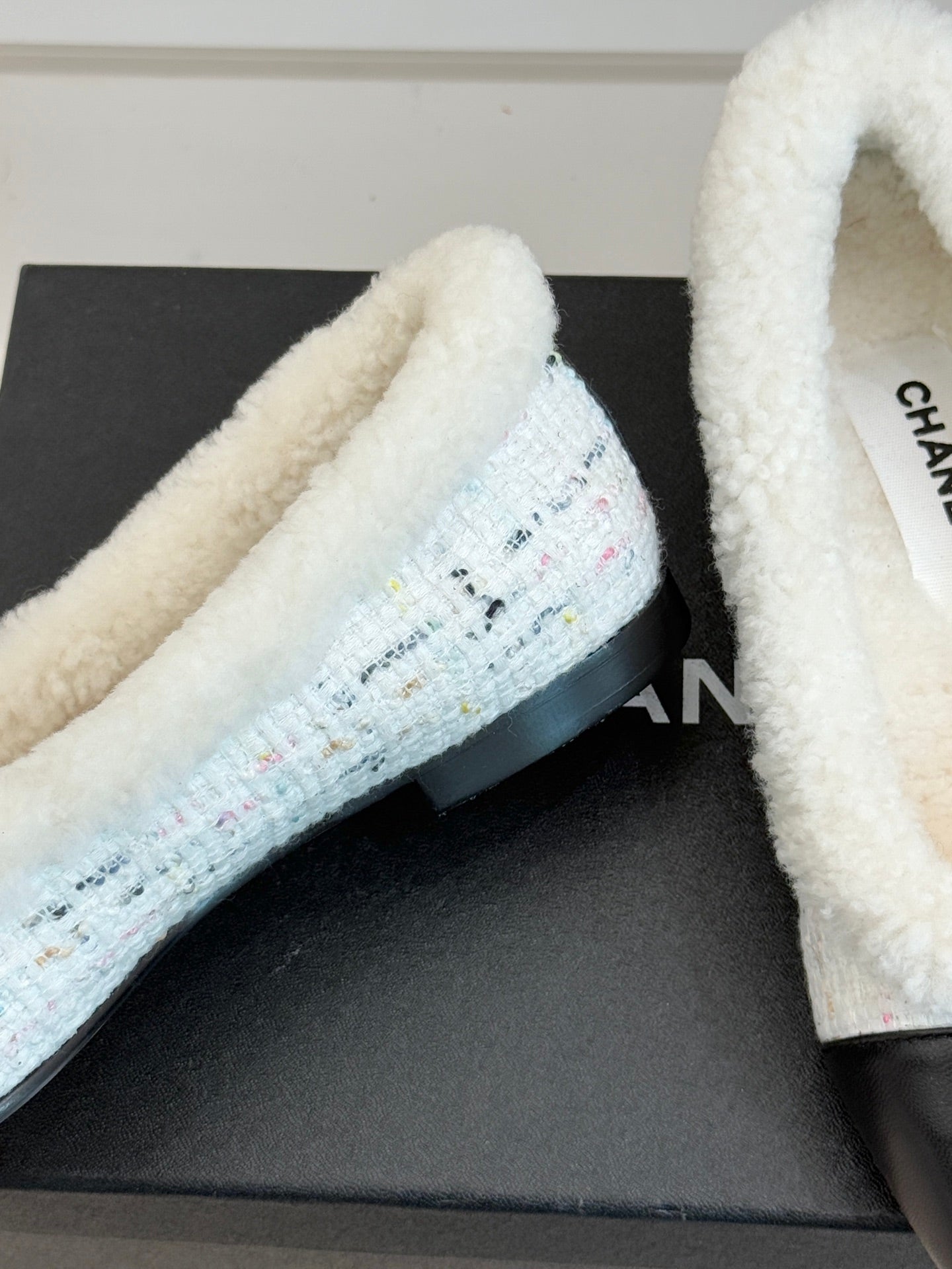 Two-Tone Ballet Flat with Soft Fur Detailing