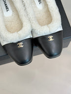Two-Tone Ballet Flat with Soft Fur Detailing
