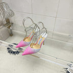 Crystal-Ankle Strap Pointed Toe High Heels | Premium Edition