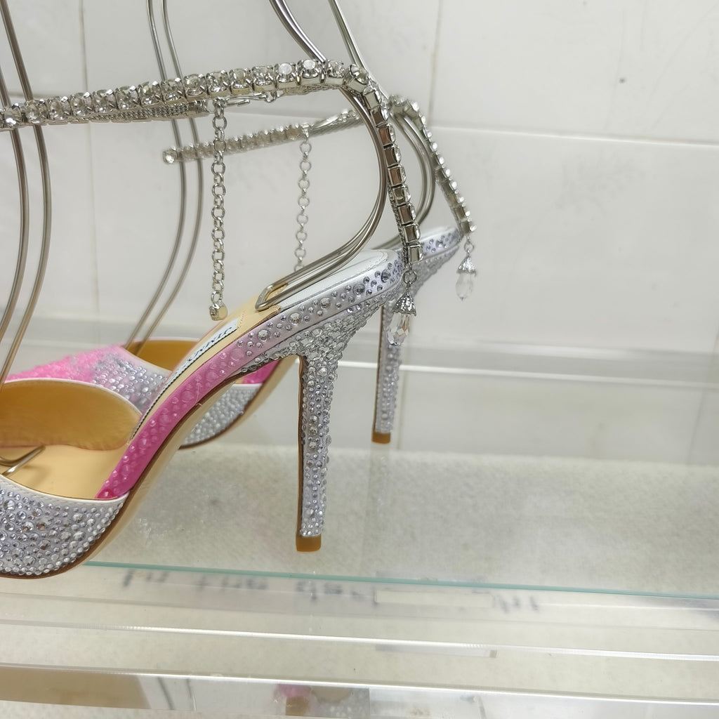 Crystal-Ankle Strap Pointed Toe High Heels | Premium Edition