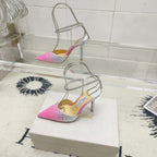 Crystal-Ankle Strap Pointed Toe High Heels | Premium Edition