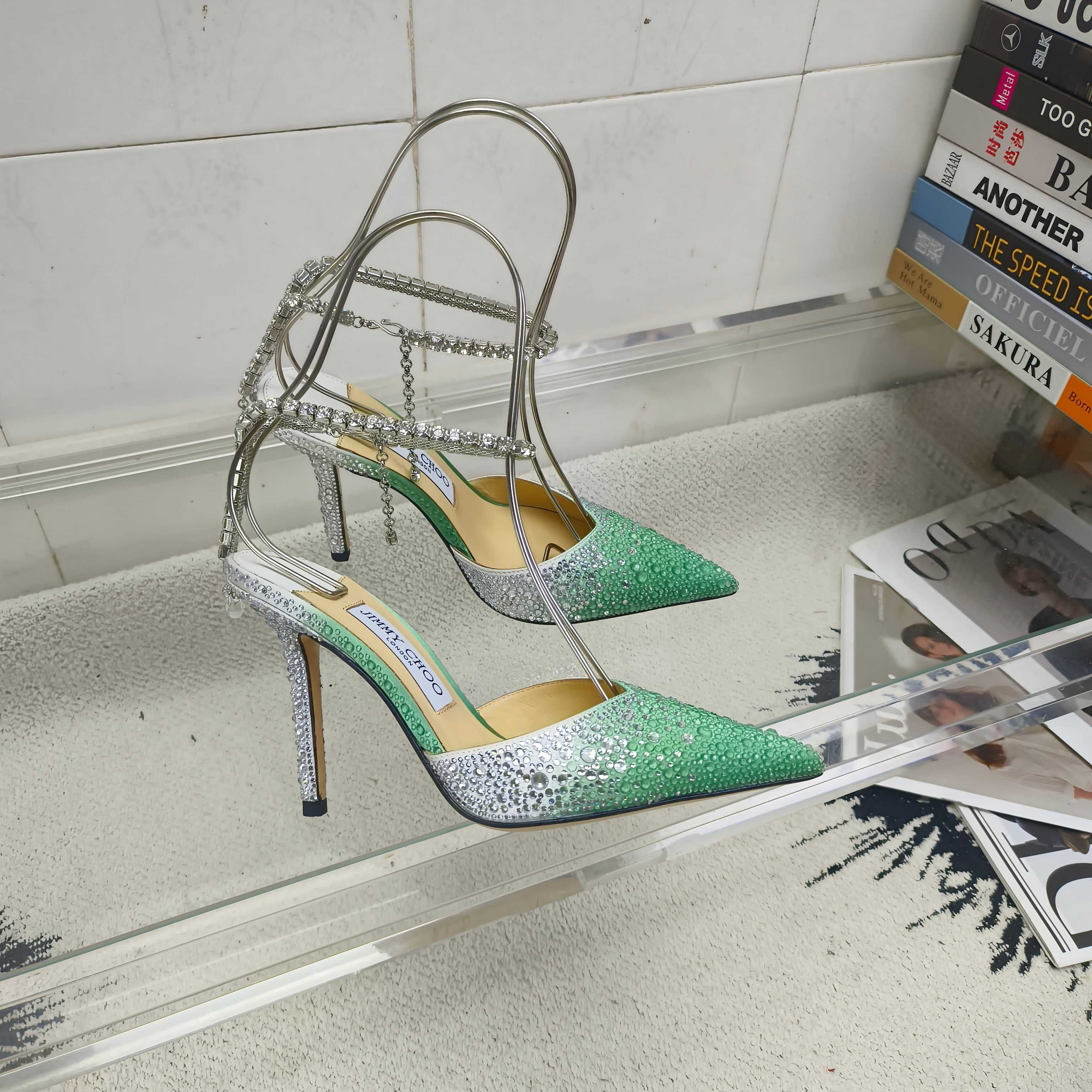 Crystal-Ankle Strap Pointed Toe High Heels | Premium Edition