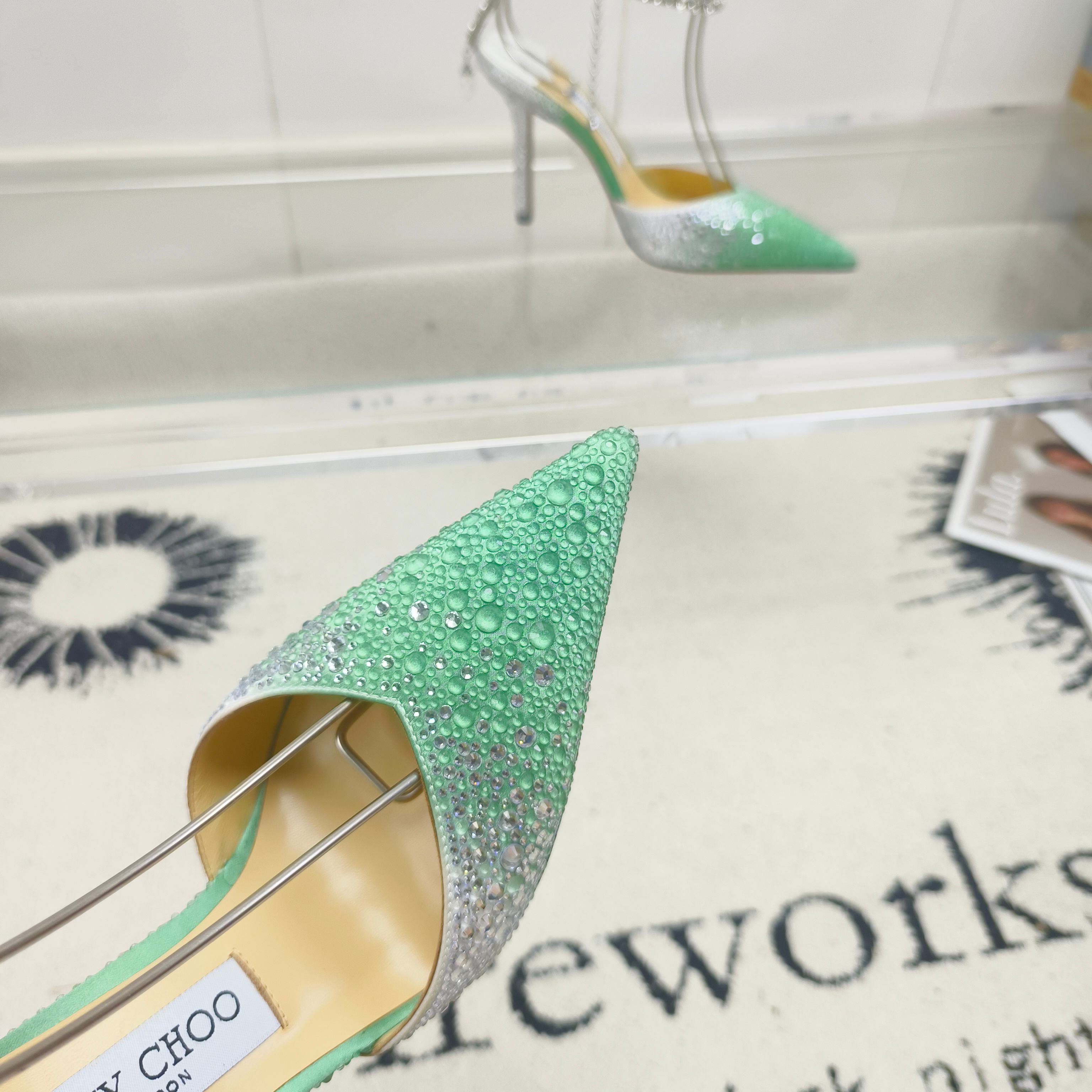 Crystal-Ankle Strap Pointed Toe High Heels | Premium Edition