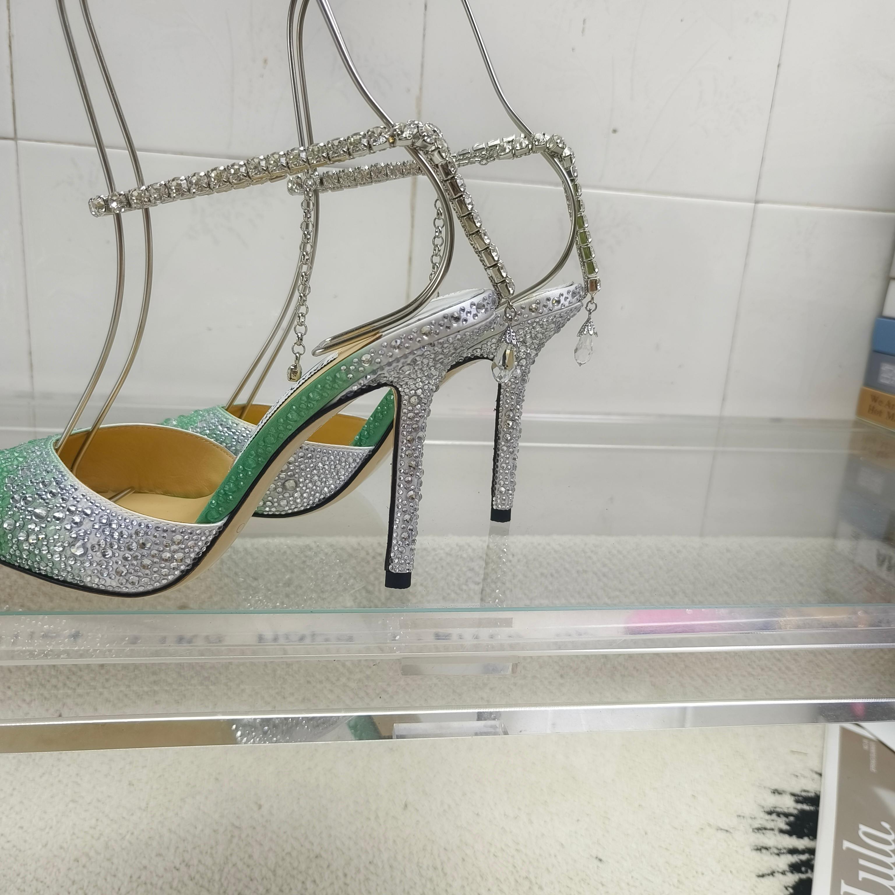 Crystal-Ankle Strap Pointed Toe High Heels | Premium Edition