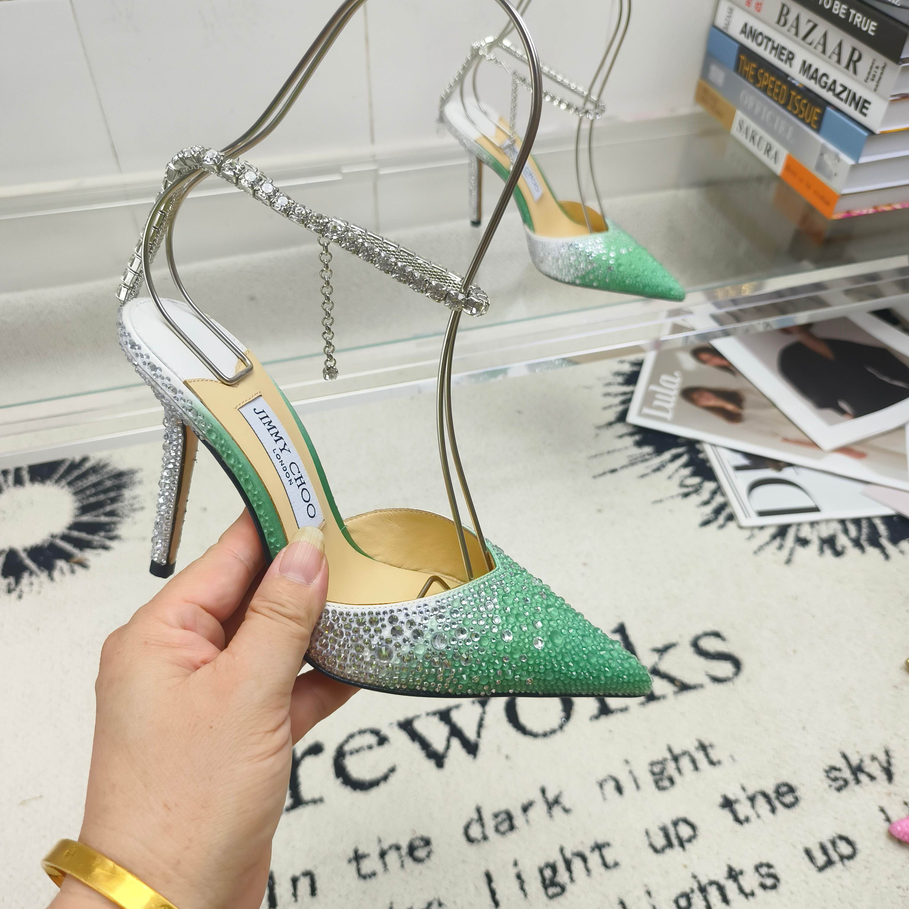 Crystal-Ankle Strap Pointed Toe High Heels | Premium Edition