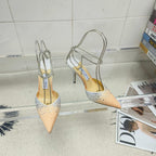 Crystal-Ankle Strap Pointed Toe High Heels | Premium Edition