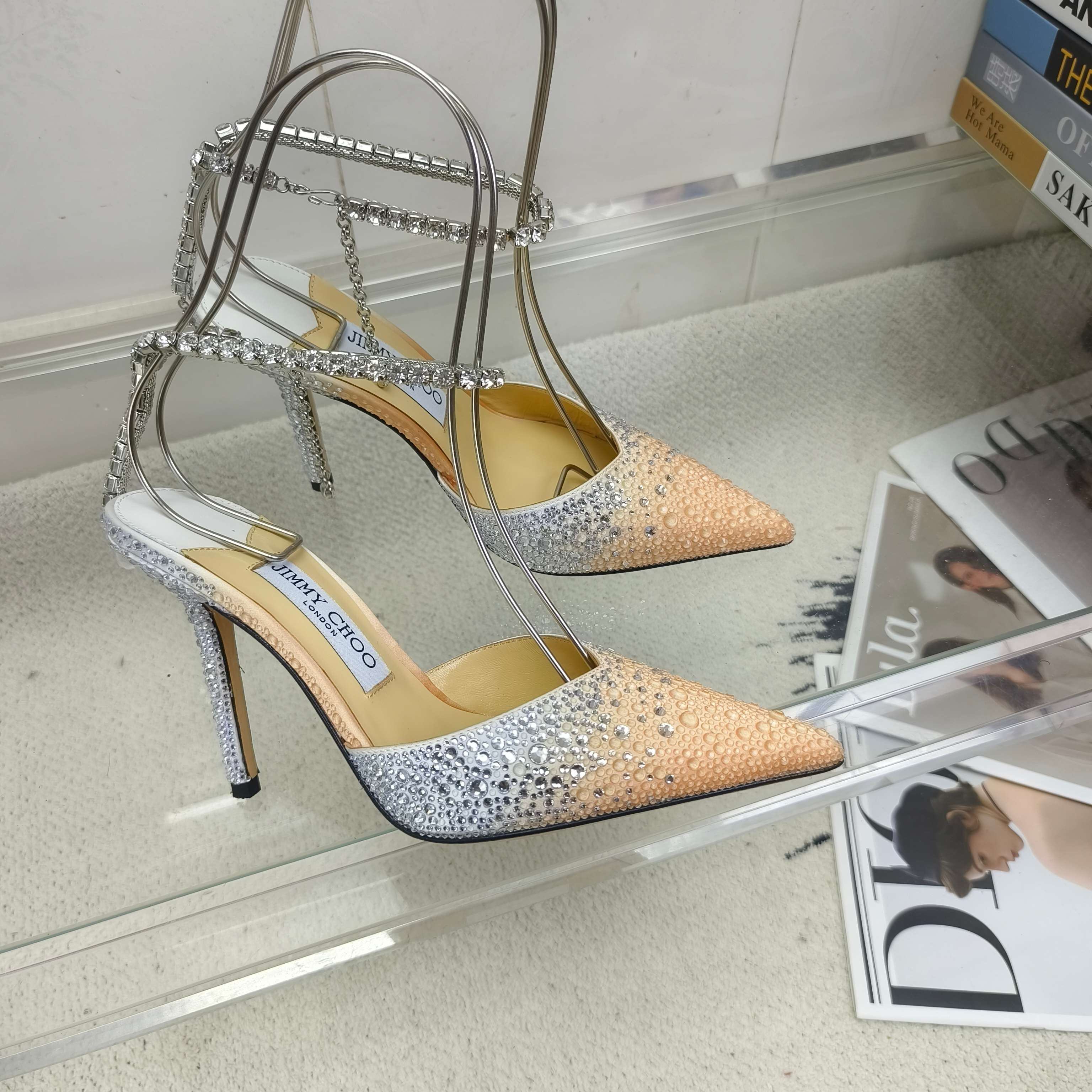 Crystal-Ankle Strap Pointed Toe High Heels | Premium Edition