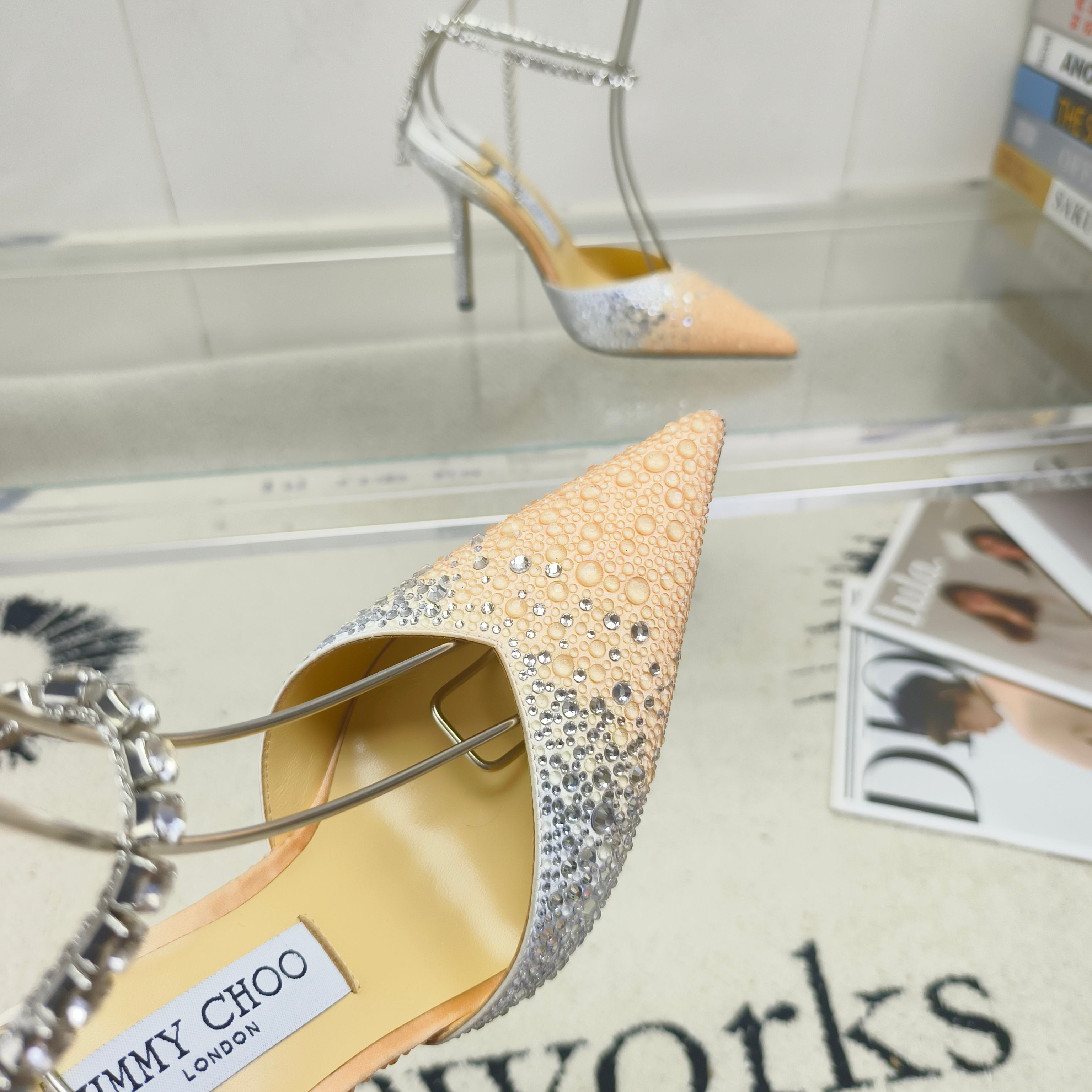 Crystal-Ankle Strap Pointed Toe High Heels | Premium Edition