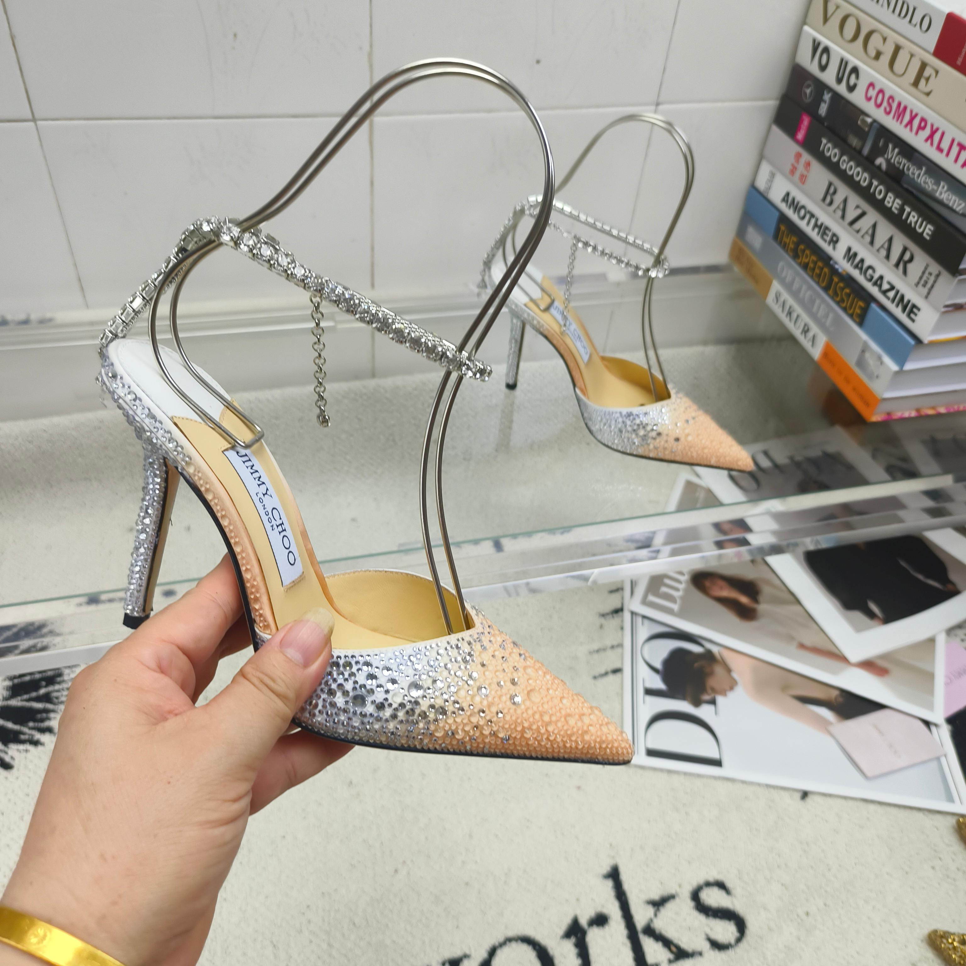 Crystal-Ankle Strap Pointed Toe High Heels | Premium Edition