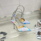 Crystal-Ankle Strap Pointed Toe High Heels | Premium Edition