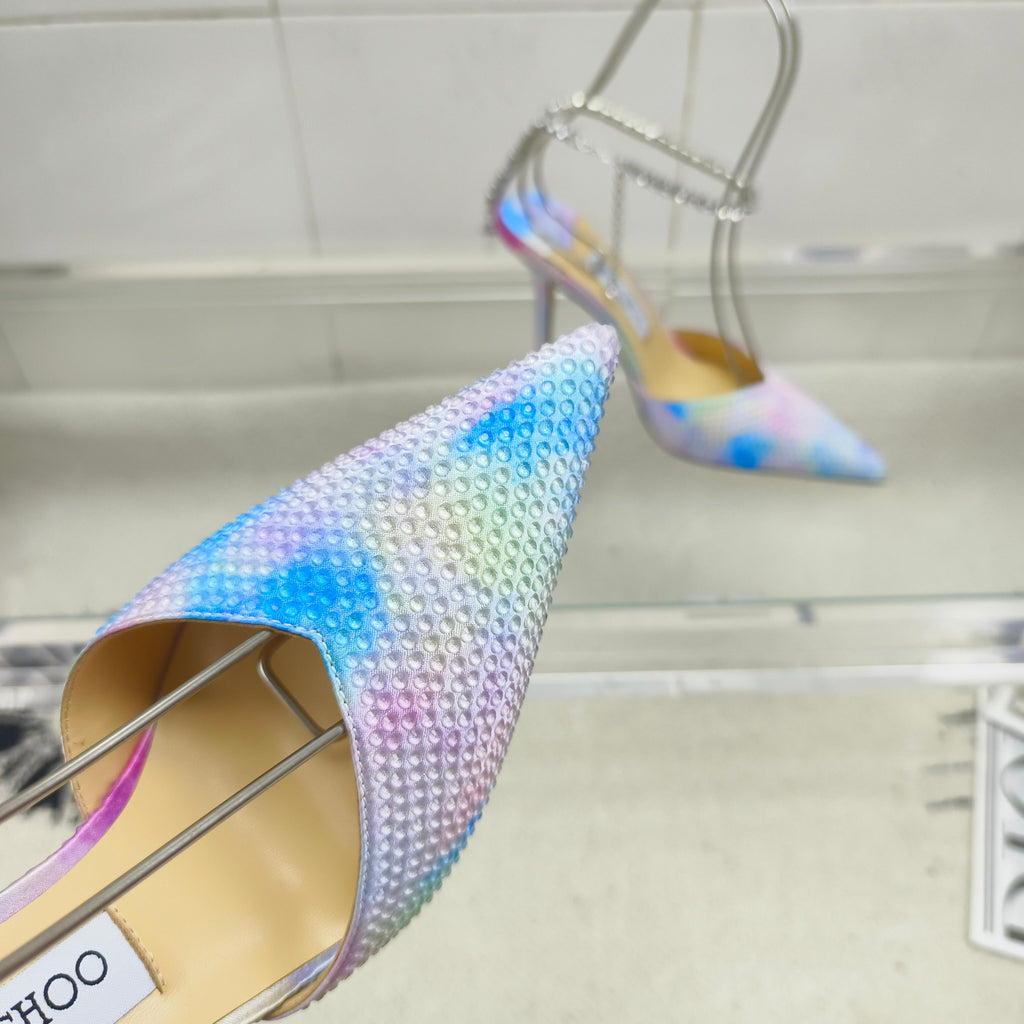 Crystal-Ankle Strap Pointed Toe High Heels | Premium Edition