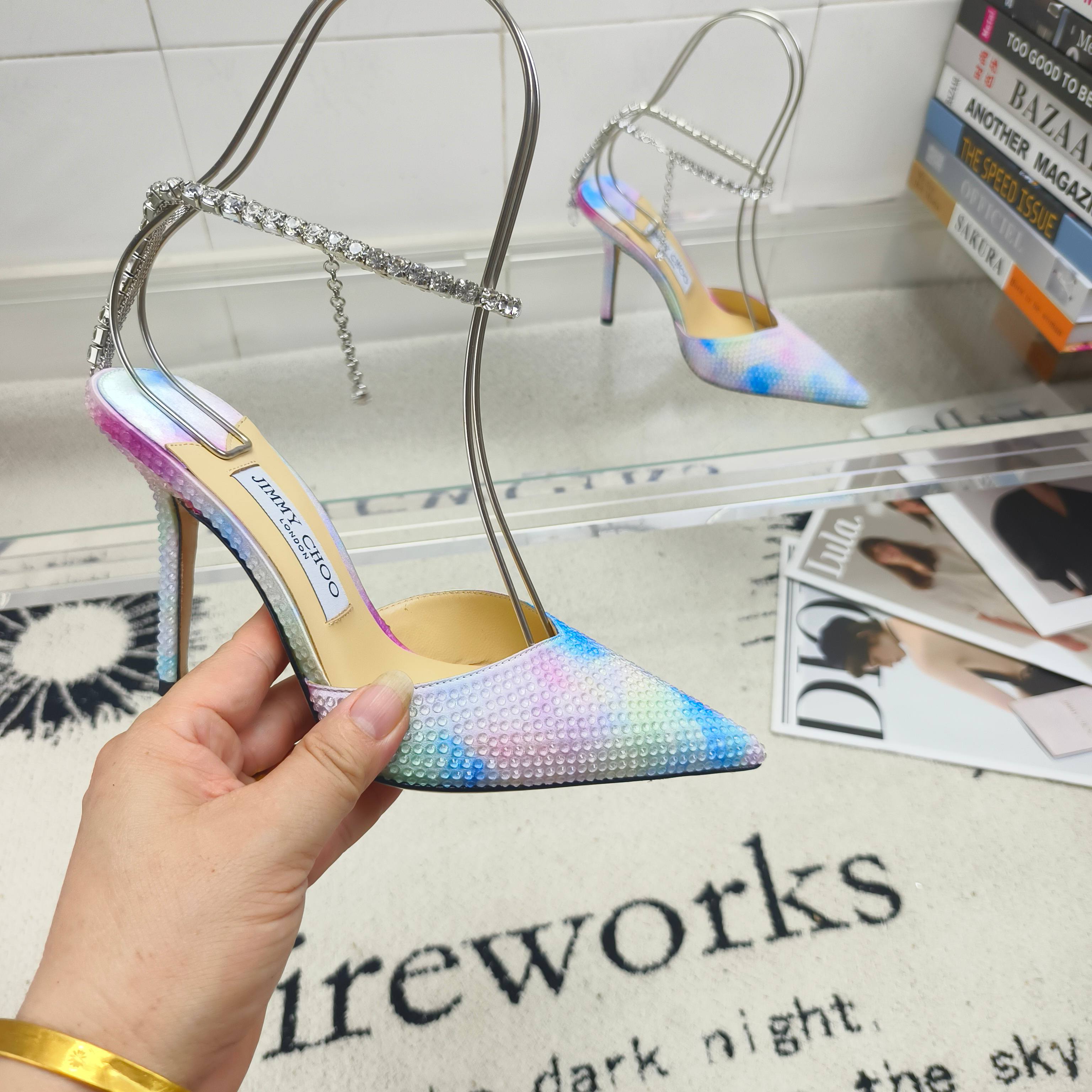 Crystal-Ankle Strap Pointed Toe High Heels | Premium Edition