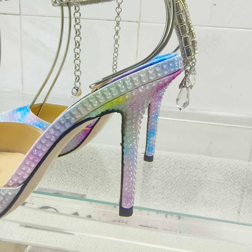 Crystal-Ankle Strap Pointed Toe High Heels | Premium Edition