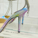 Crystal-Ankle Strap Pointed Toe High Heels | Premium Edition