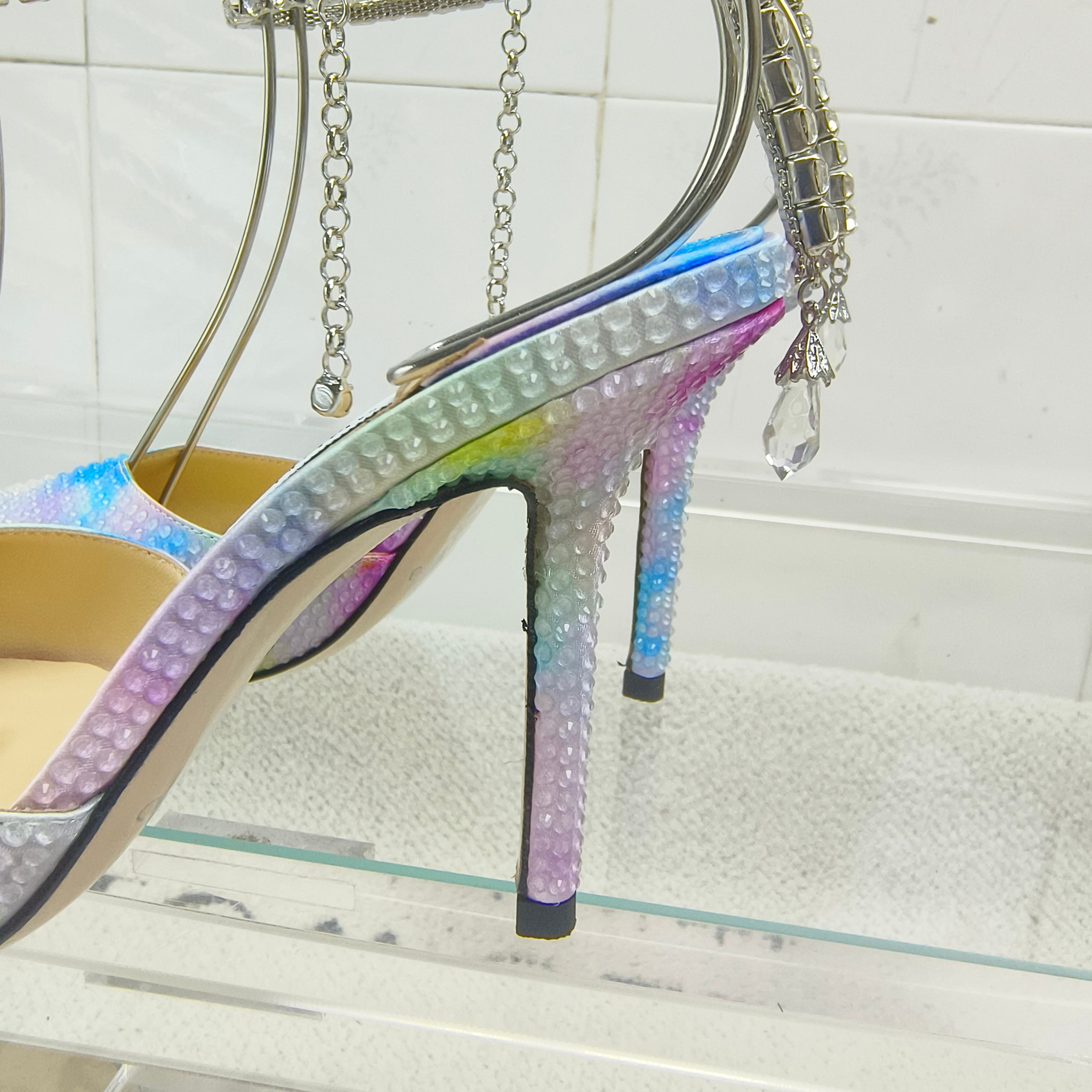 Crystal-Ankle Strap Pointed Toe High Heels | Premium Edition