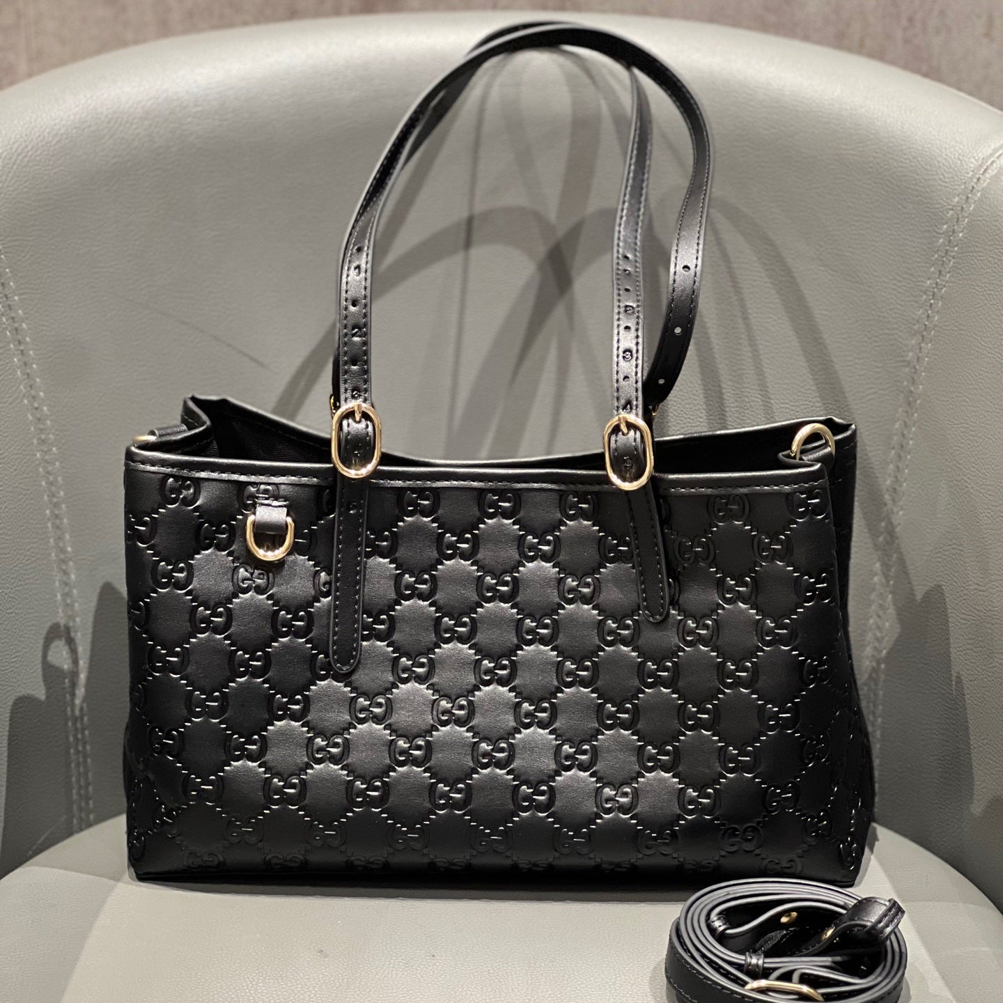 Classic G-Pattern Tote Bags with Signature Stripe Detail