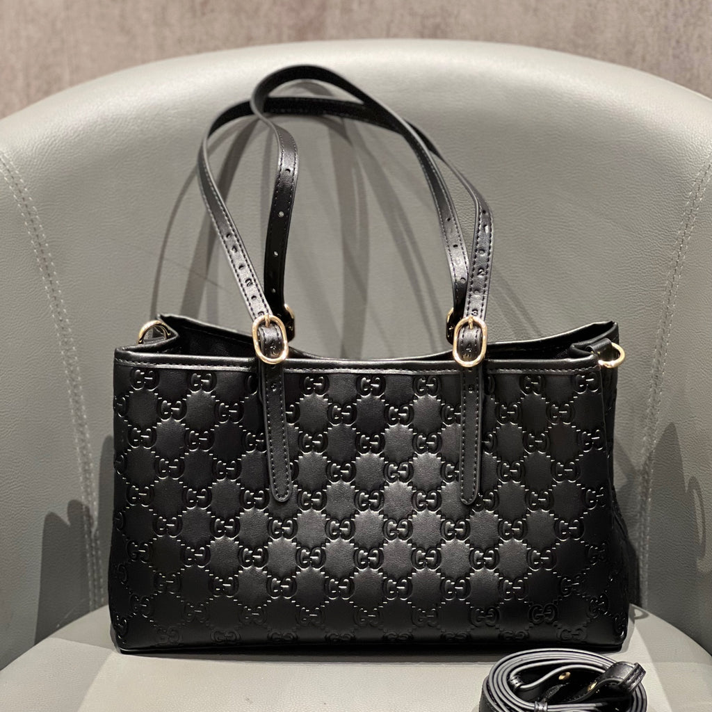 Classic G-Pattern Tote Bags with Signature Stripe Detail