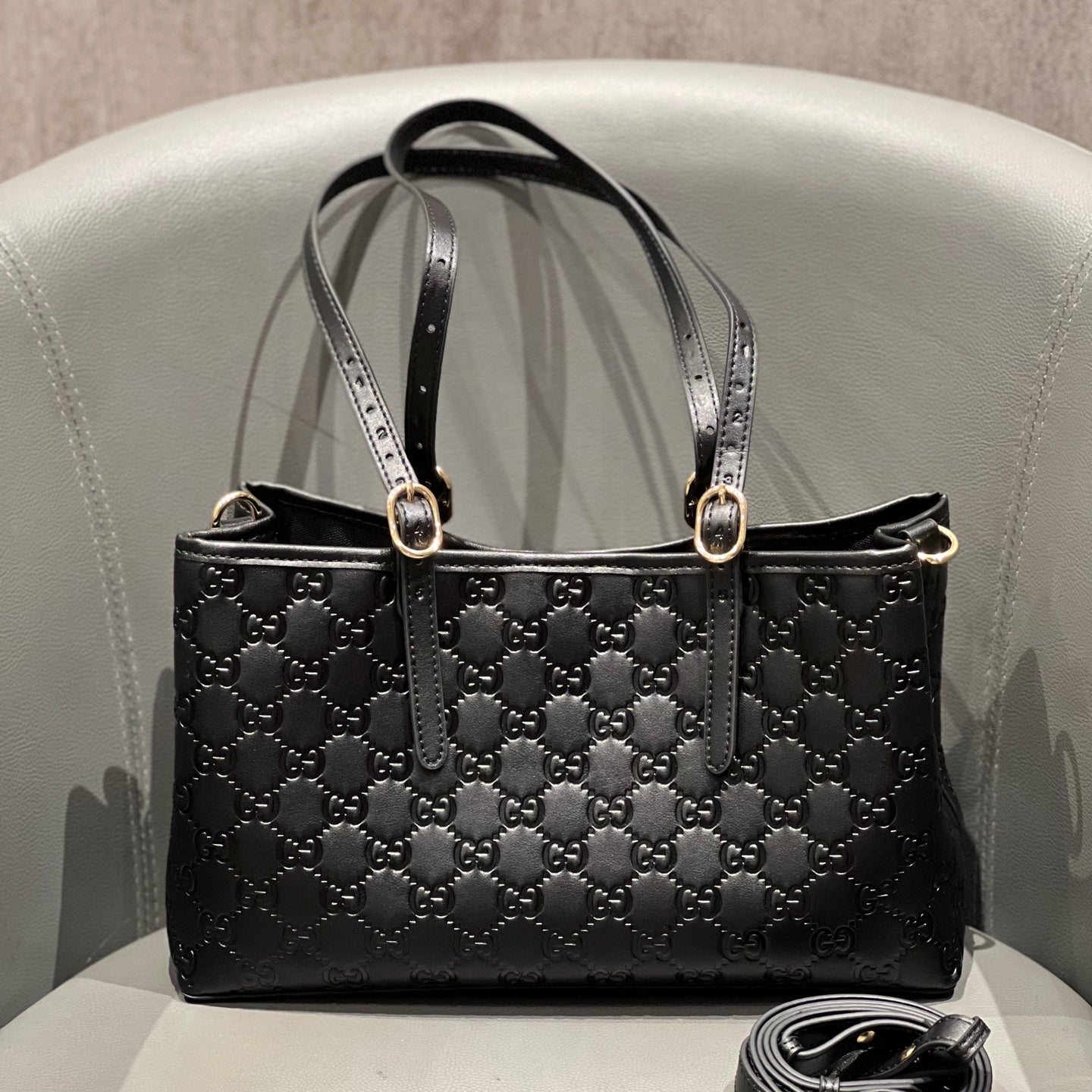 Classic G-Pattern Tote Bags with Signature Stripe Detail