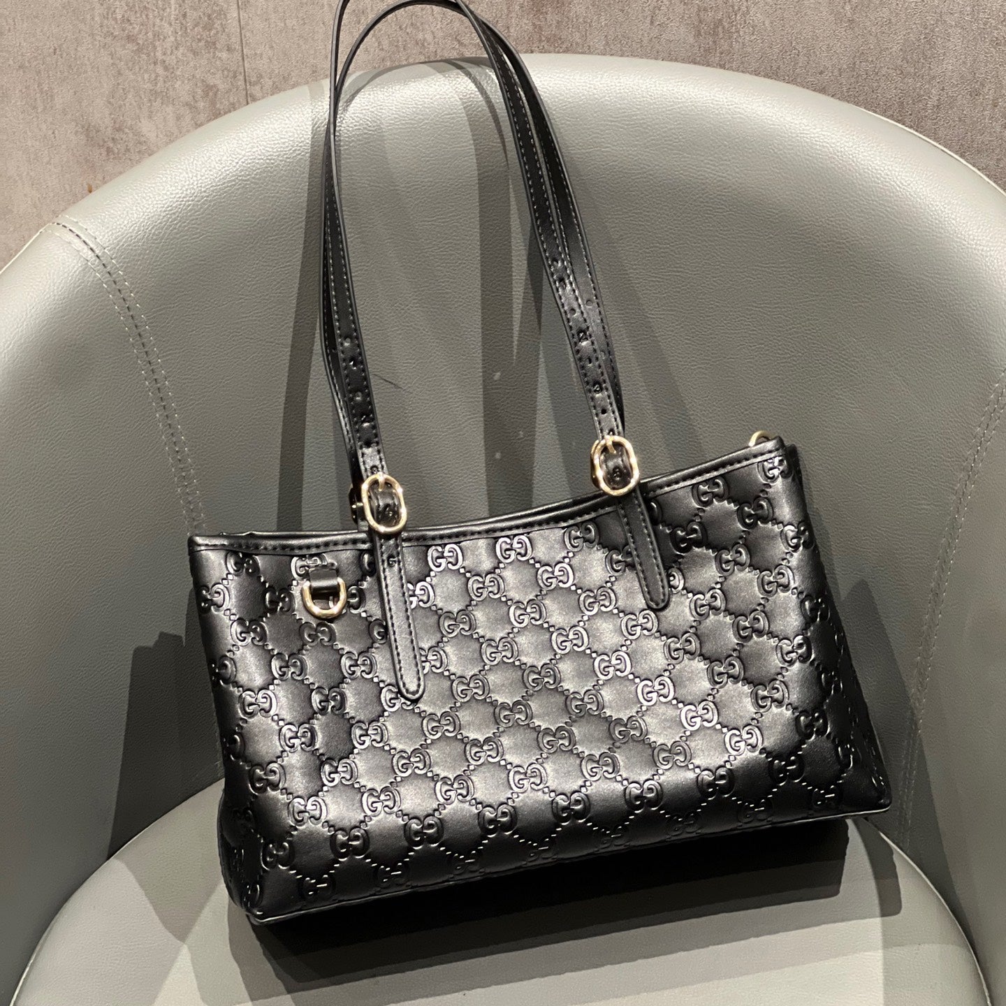 Classic G-Pattern Tote Bags with Signature Stripe Detail