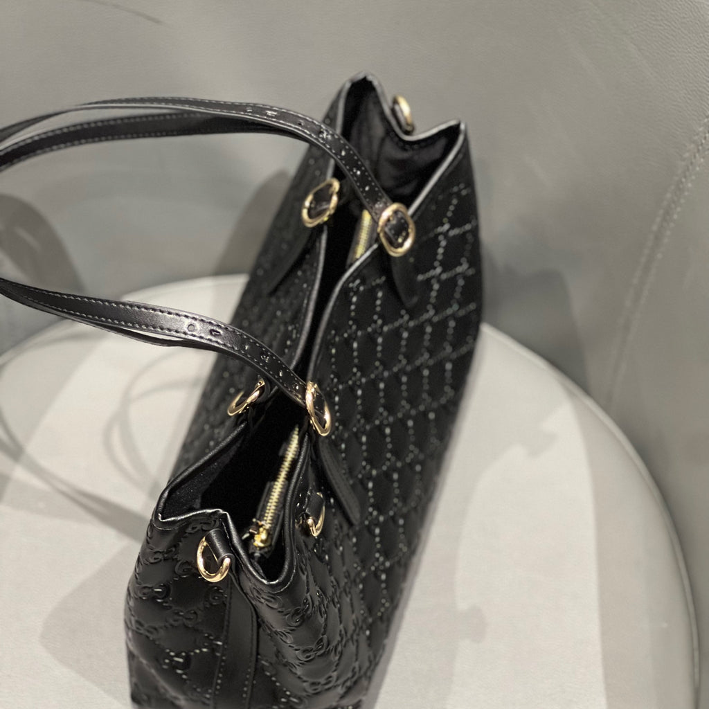 Classic G-Pattern Tote Bags with Signature Stripe Detail