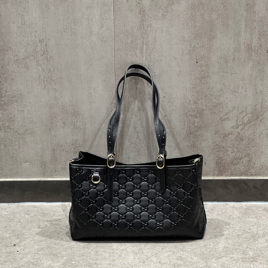 Classic G-Pattern Tote Bags with Signature Stripe Detail
