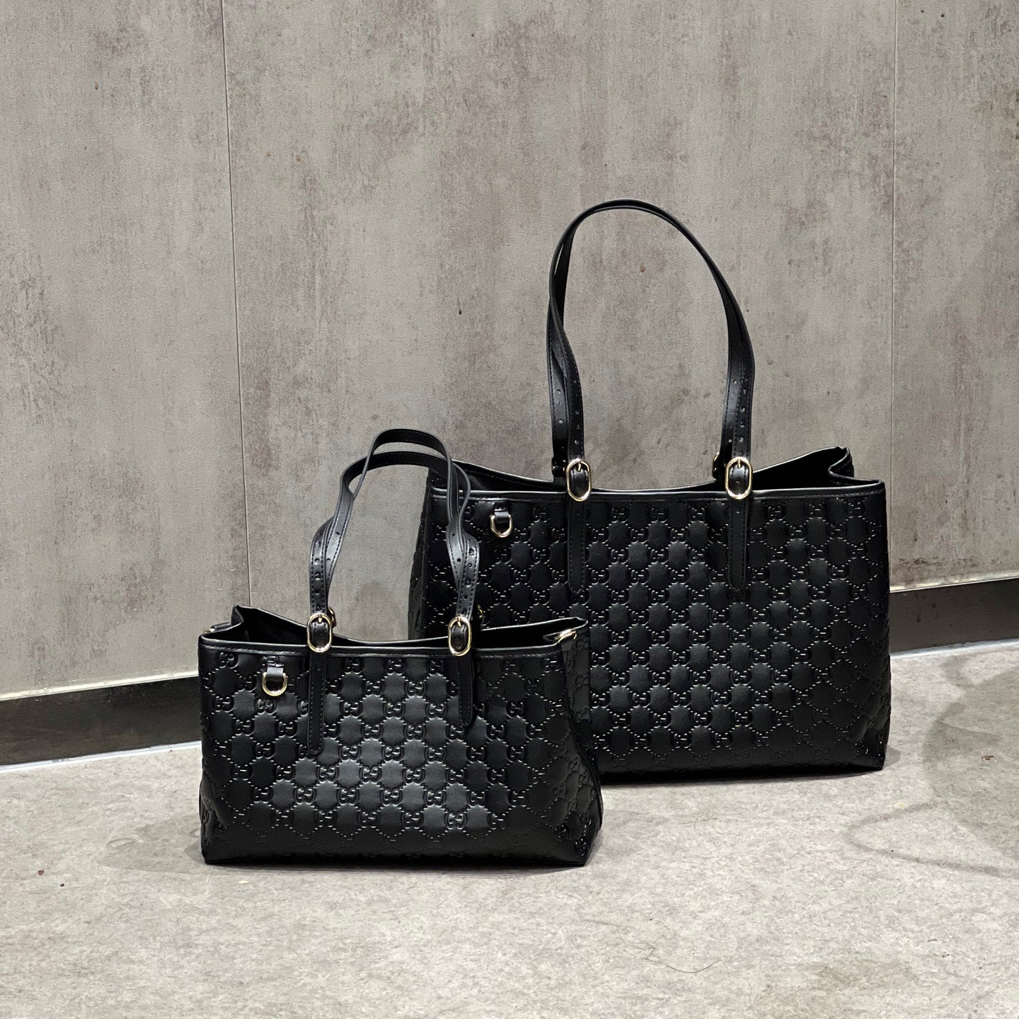 Classic G-Pattern Tote Bags with Signature Stripe Detail