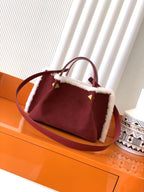 New Embroidered Leather Shopping Bag with Fur Details