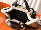 New Embroidered Leather Shopping Bag with Fur Details