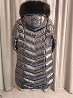 Long Hooded Glossy Down Coat – Premium Warmth & Frost-Fur Trim