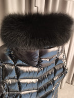 Long Hooded Glossy Down Coat – Premium Warmth & Frost-Fur Trim