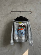 Luxury Embroidered Knit Cardigan – Sailboat &amp; Fishing Motif | Fall/Winter Collection