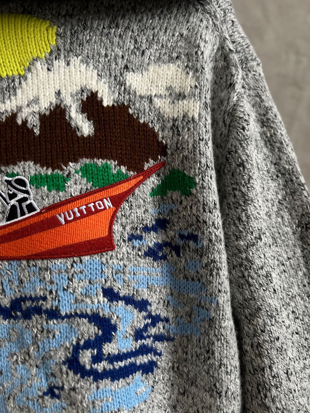 Luxury Embroidered Knit Cardigan – Sailboat &amp; Fishing Motif | Fall/Winter Collection