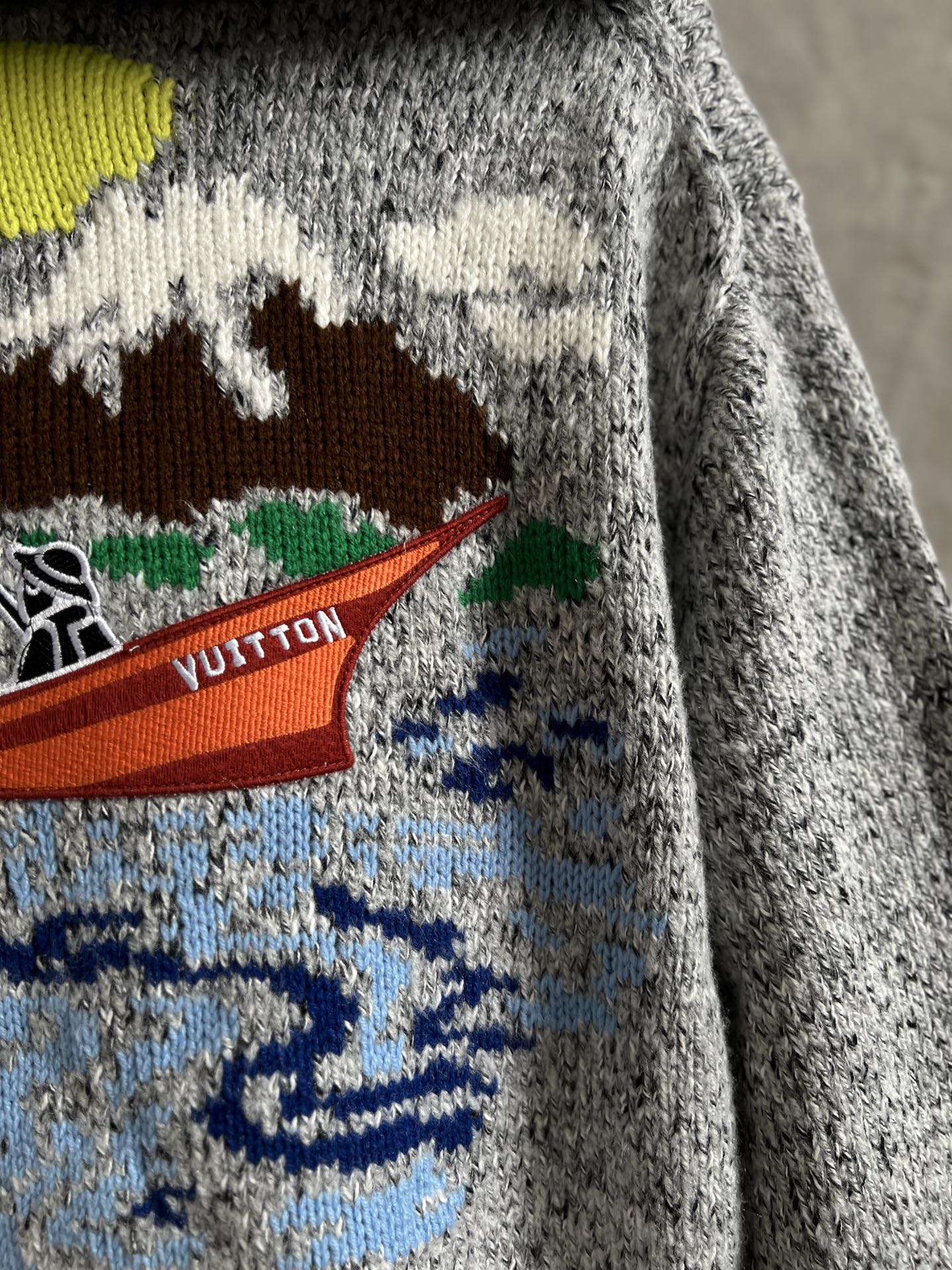 Luxury Embroidered Knit Cardigan – Sailboat &amp; Fishing Motif | Fall/Winter Collection
