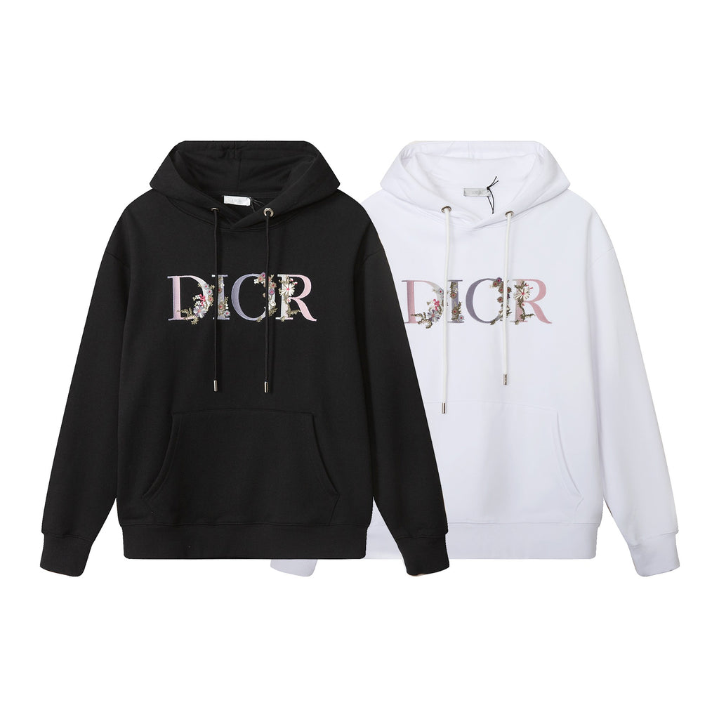 High-End Floral Letter Embroidery Hoodie – Custom Cotton | Unisex Oversize Fit