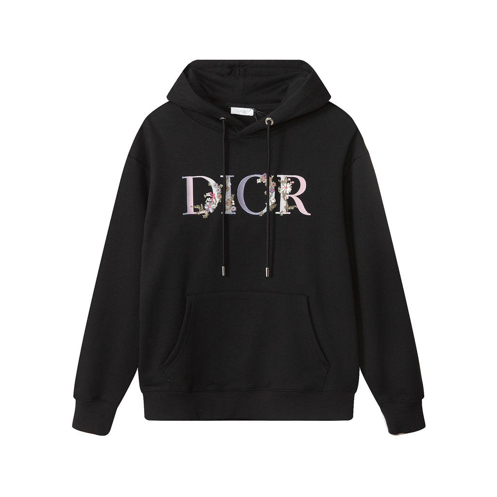 High-End Floral Letter Embroidery Hoodie – Custom Cotton | Unisex Oversize Fit